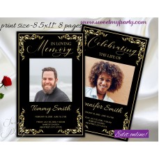 Black Gold Funeral Program, Black Gold Memorial Service Program,1-008f,(0-017) Black Gold Funeral Program, Black Gold Memorial Service Program,1-008f,(0-017)